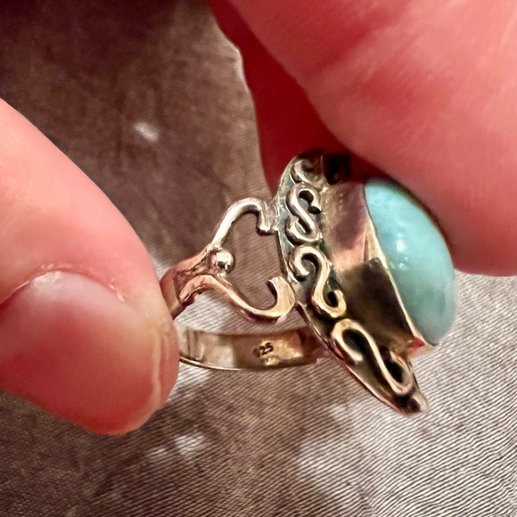 Sterling silver and Larimar ring - Picture 2 of 4